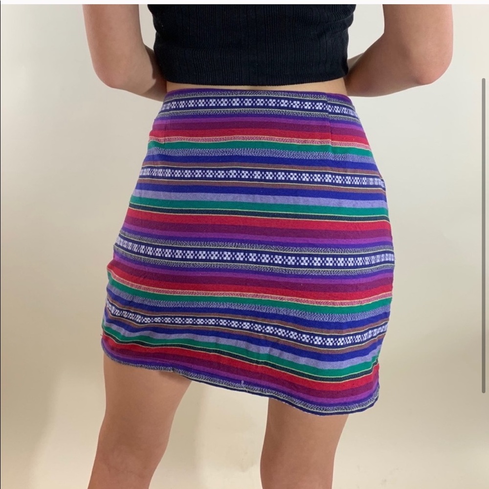 Shrinking Violet Multicolored Tribal Mini Skirt Medium - Picture 11 of 11